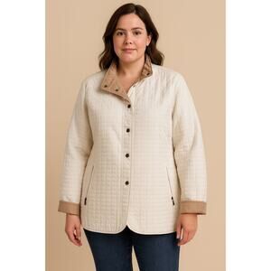 Tally Ho 3X Plus Quilted Barn Jacket Cream Tan Coat Equestrian Horse Girl Preppy